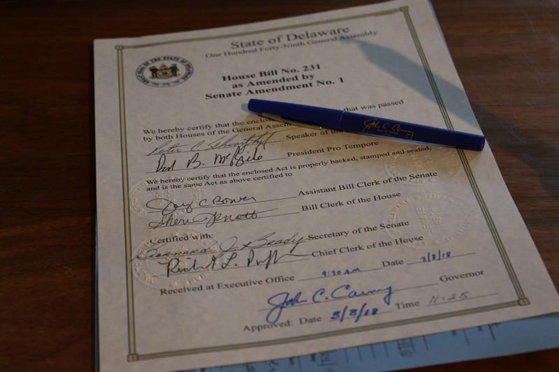 A copy of the signed legislation
