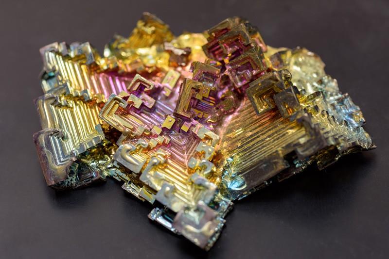 A piece of the metal bismuth