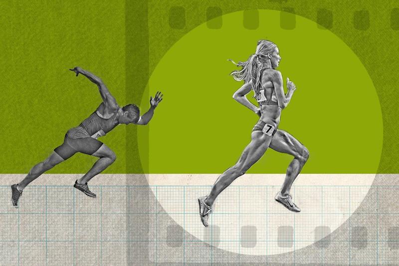 Drawing of athletes running