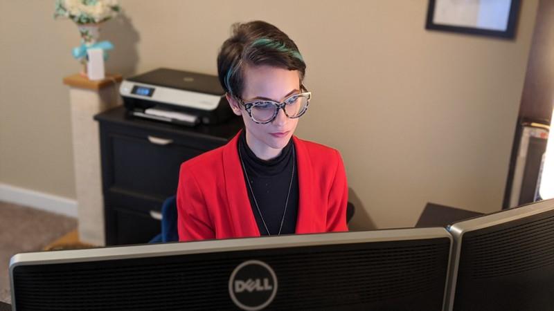 Student at computer