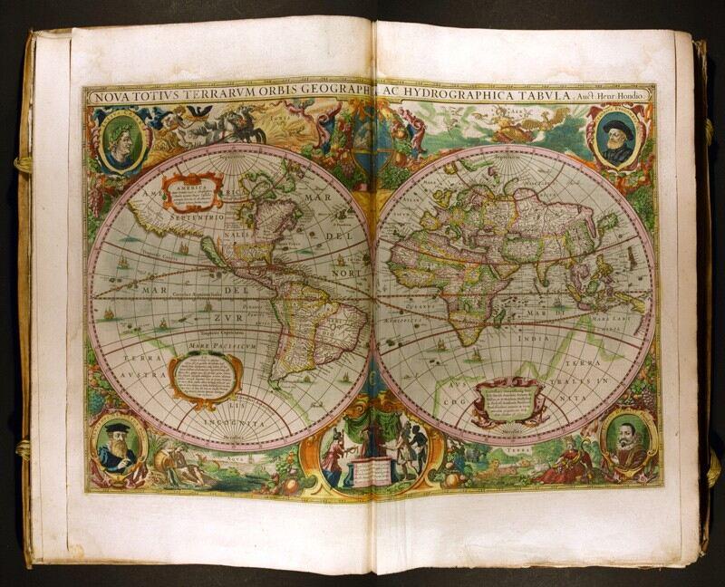 Book open to double-page map