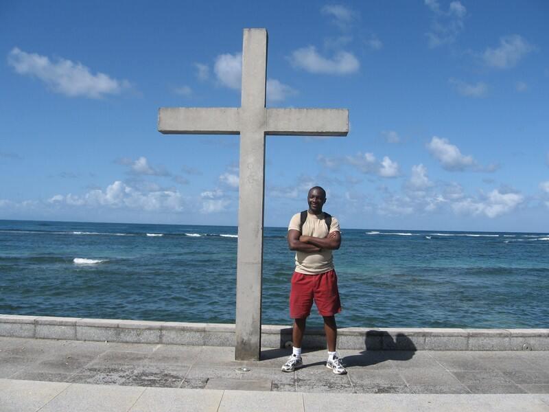 Prof. Sankara standing by ocean