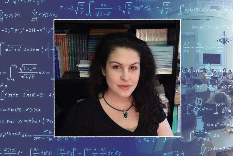 Dawn Berk surrounded by math formulas