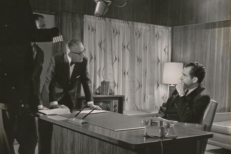 Then-Vice President Richard Nixon on set with Ray Culley and Jim Culley’s father