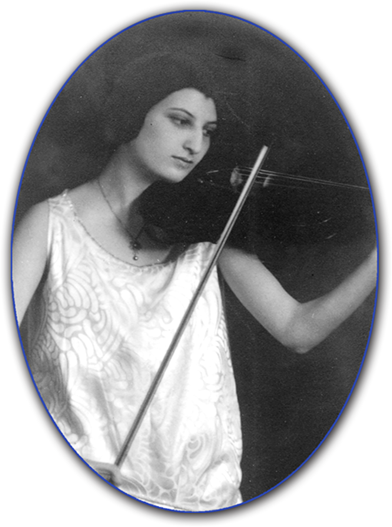 Estella Hillersohn Frankel, lifelong musician and native of Delaware, shown in a vintage image courtesy of Jewish Historical Society of Delaware, playing the violin.
